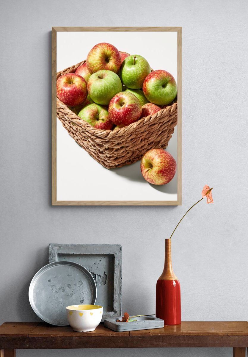 Apple Basket Still Life Poster. — room view 3