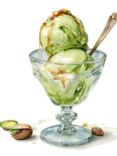 Pistachio Ice Cream Watercolor Poster. poster