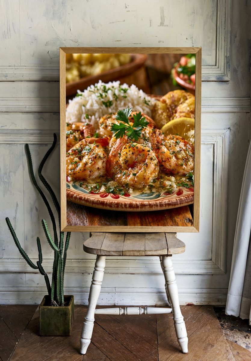 Garlic Shrimp Feast Poster. room preview
