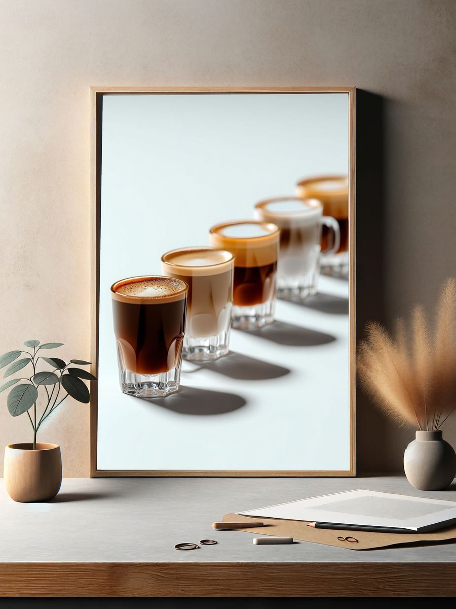 Espresso Shot Glasses Photography Poster. — room view 2