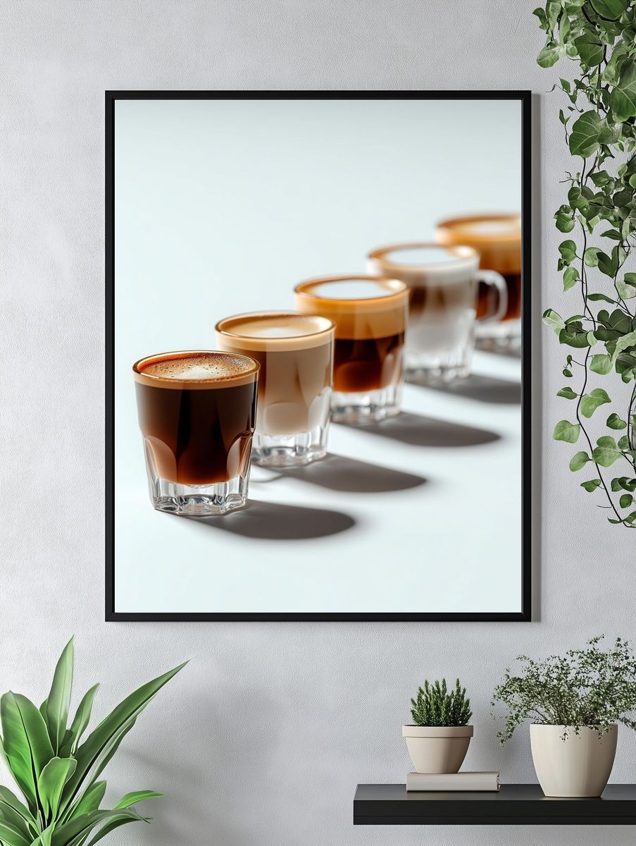 Espresso Shot Glasses Photography Poster. — room view 4