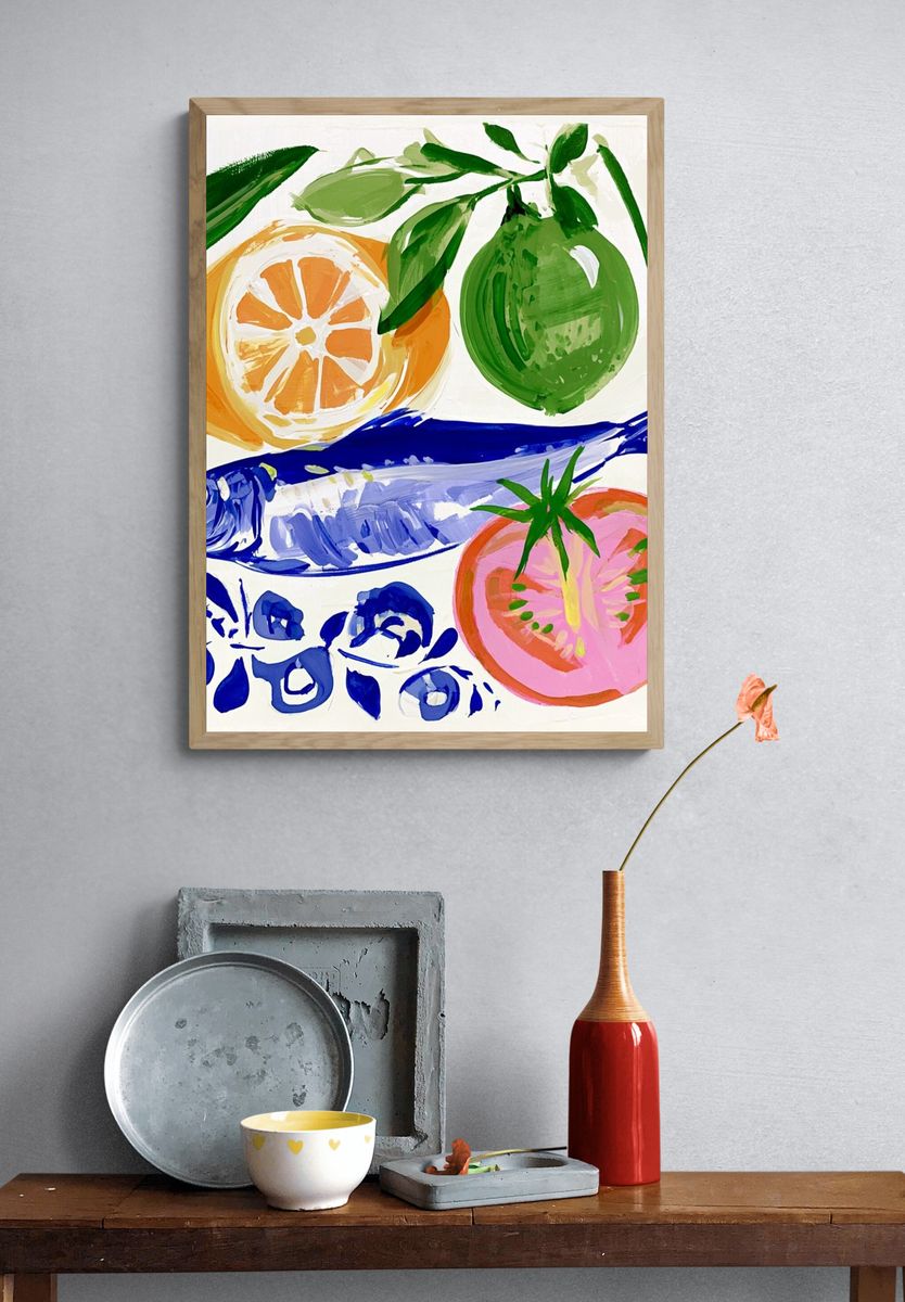 Mediterranean Fish and Citrus Poster. — room view 3