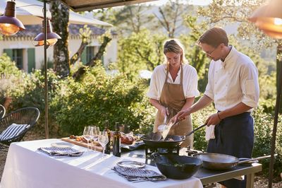 Outdoor Chef Cooking Scene Poster. poster