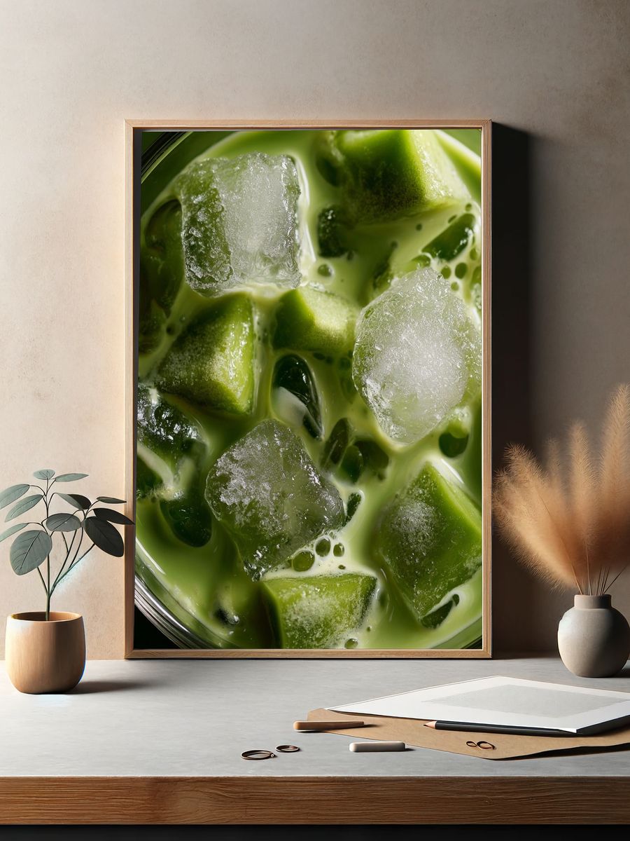 Iced Matcha Cubes Food Drink Print. — room view 2