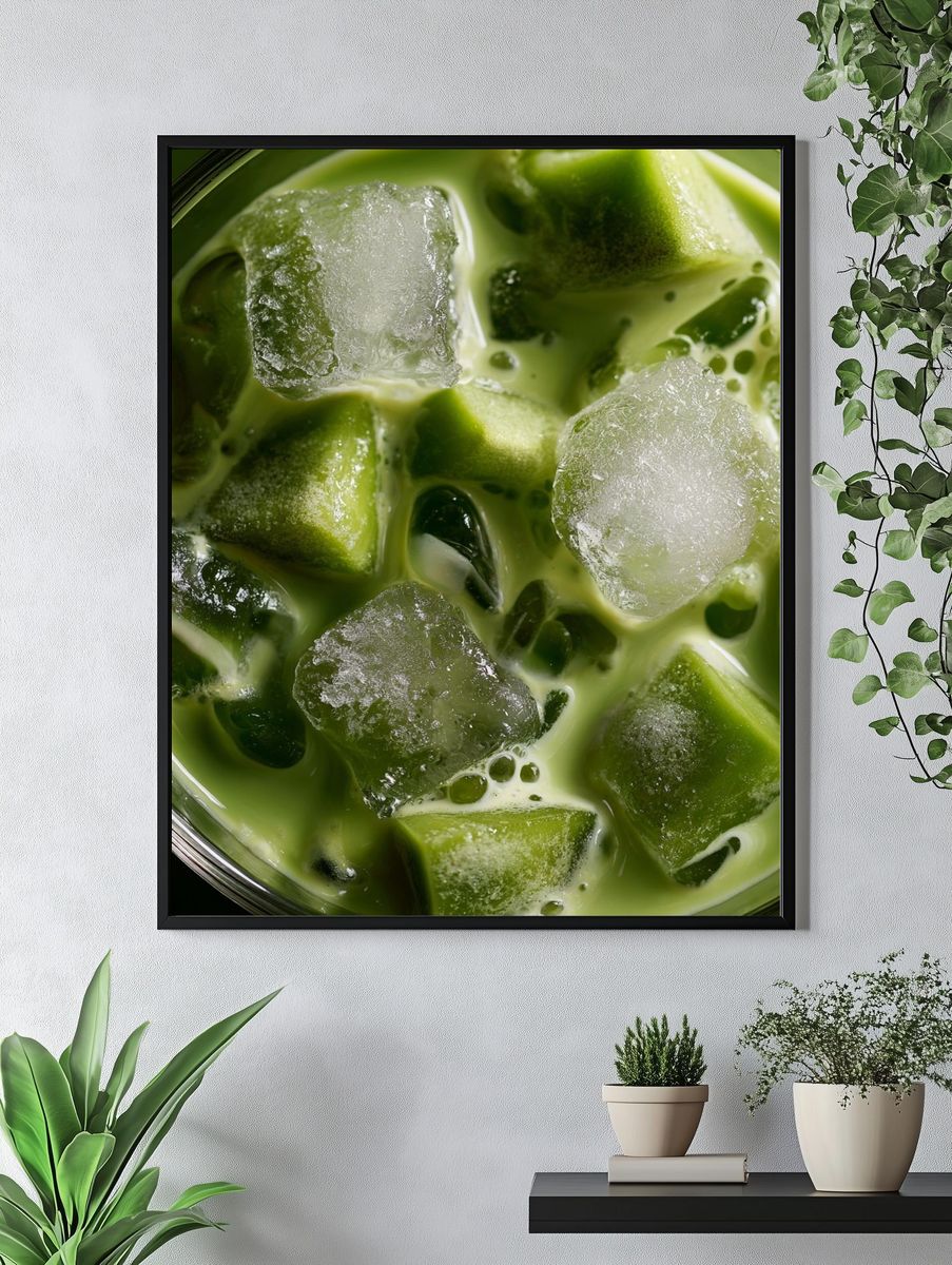 Iced Matcha Cubes Food Drink Print. — room view 4