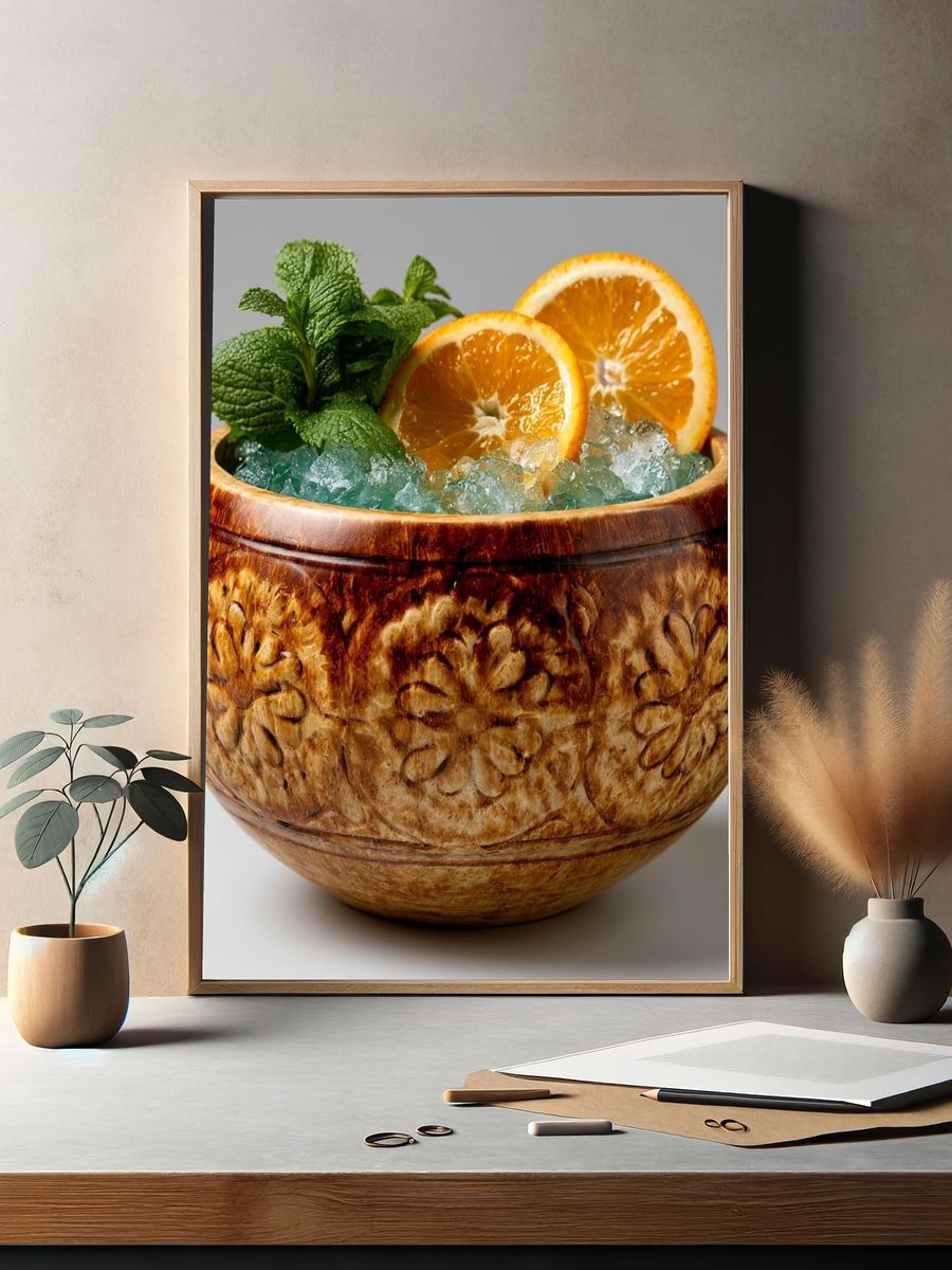Citrus Mint Cocktail Photography Poster. — room view 2
