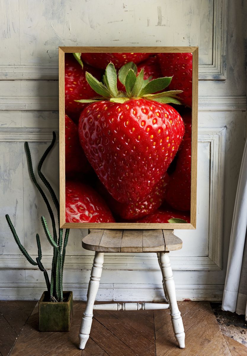 Ripe Strawberries Photography Poster. room preview
