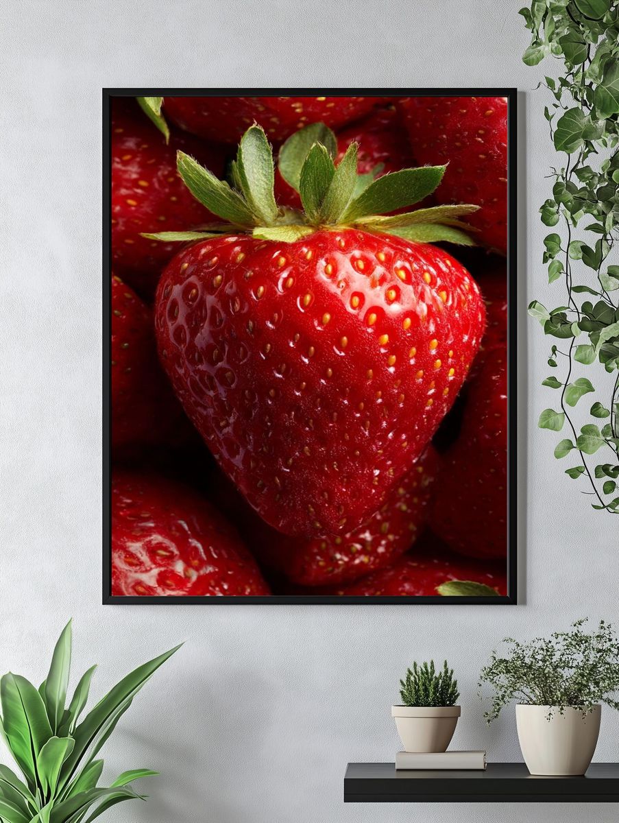 Ripe Strawberries Photography Poster. — room view 4