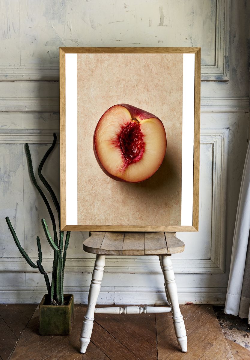 Ripe Peach Still Life Poster. room preview