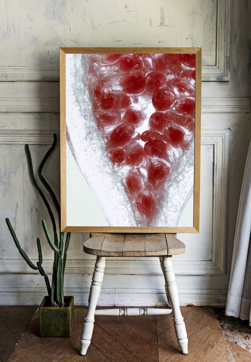 Pomegranate Ice Macro Photography Poster. — room view 1