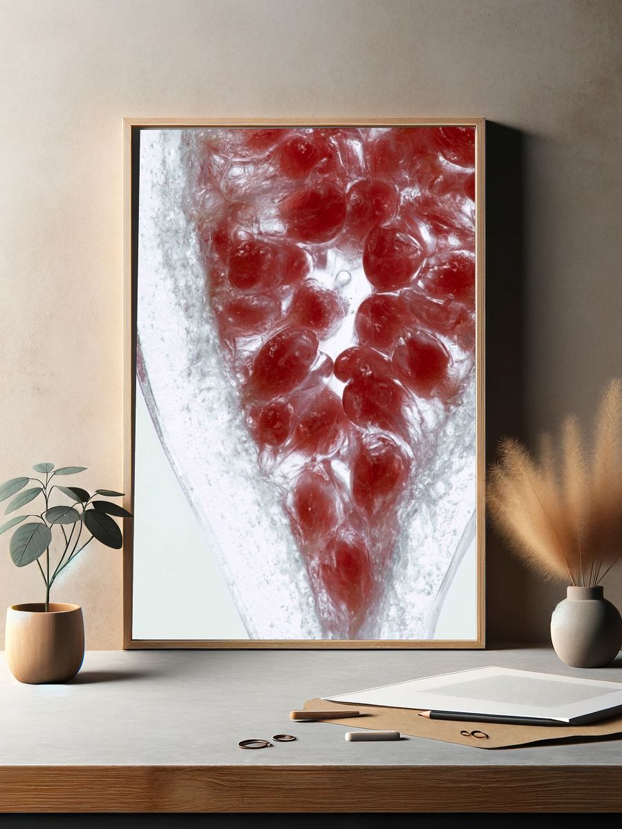 Pomegranate Ice Macro Photography Poster. — room view 2