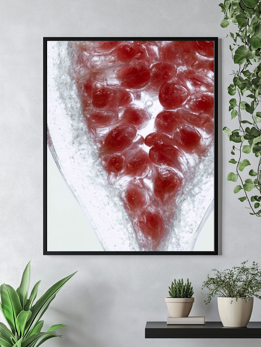 Pomegranate Ice Macro Photography Poster. — room view 4