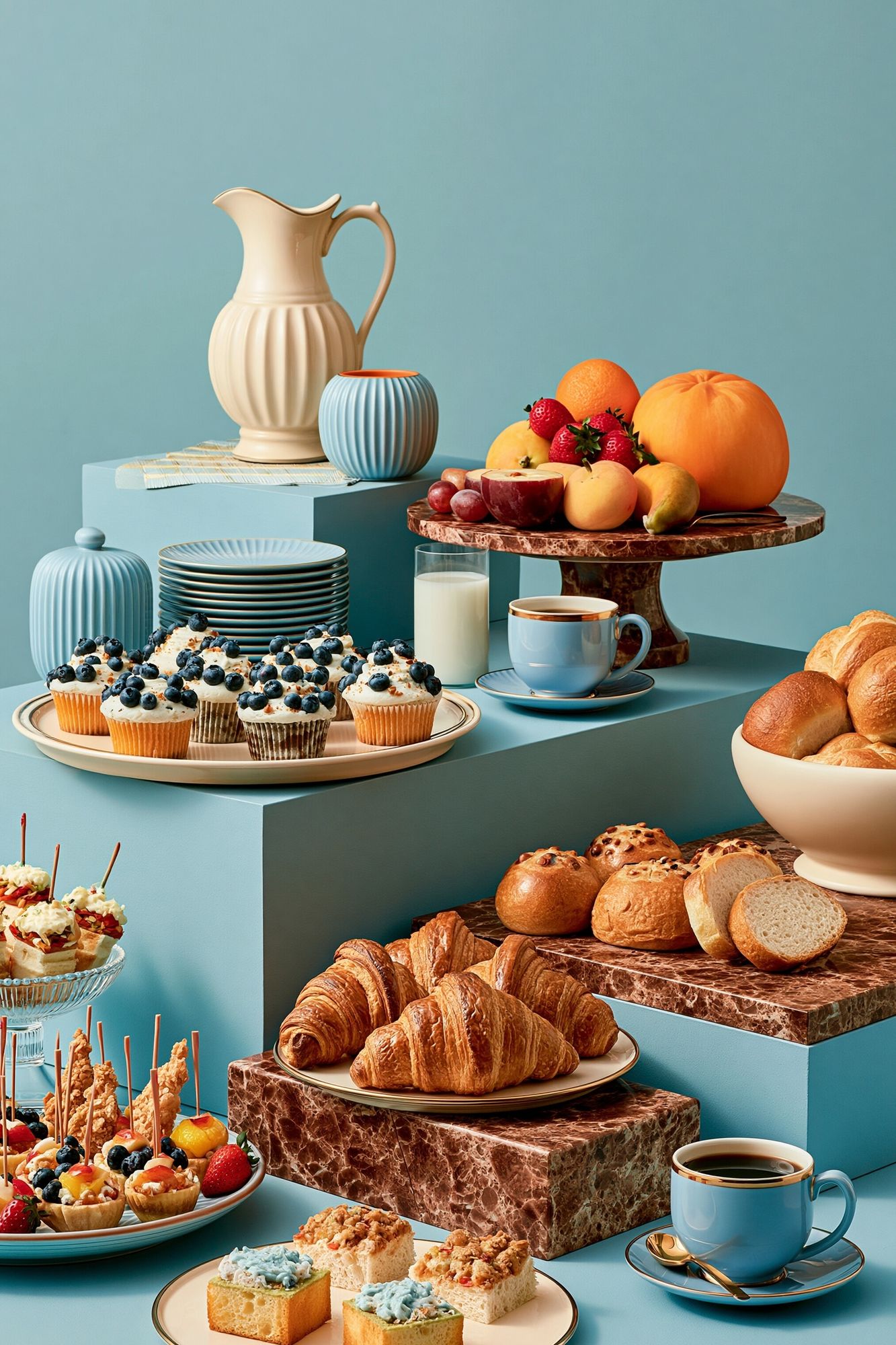 Pastel Breakfast Still Life Poster. poster — food-drink art