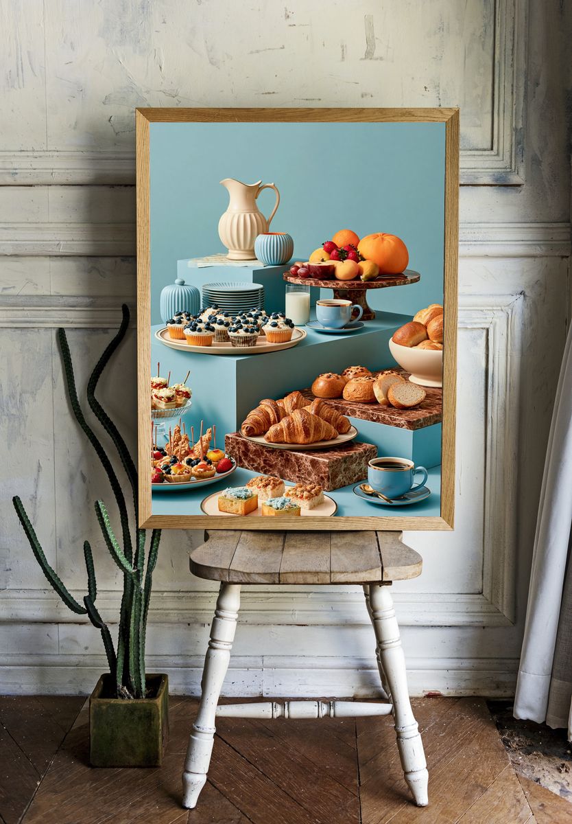Pastel Breakfast Still Life Poster. room preview