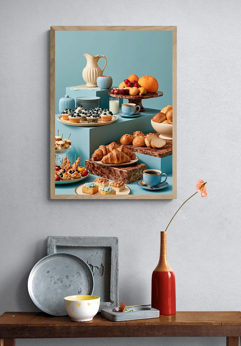 Pastel Breakfast Still Life Poster. — room view 3