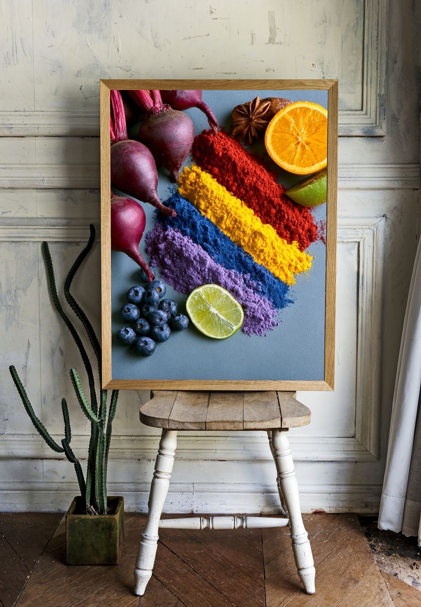 Rainbow Produce Still Life Poster. room preview