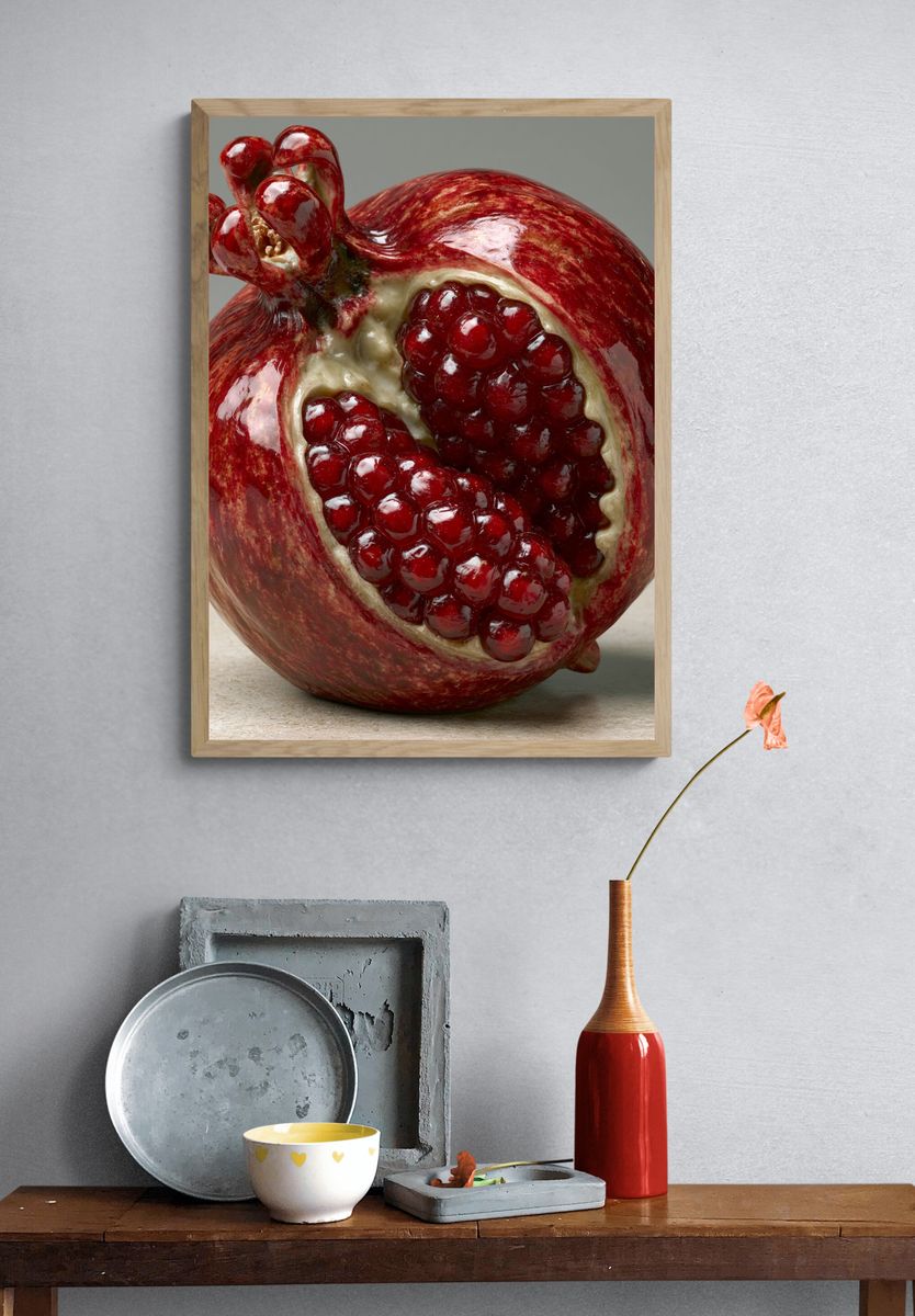 Pomegranate Still Life Photography Poster. — room view 3