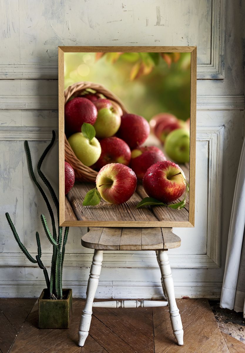 Rustic Apples Still Life Poster. — room view 1
