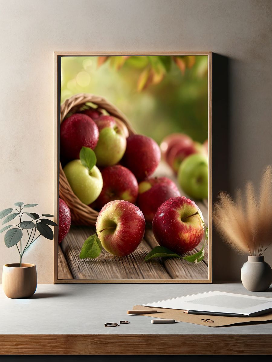 Rustic Apples Still Life Poster. — room view 2