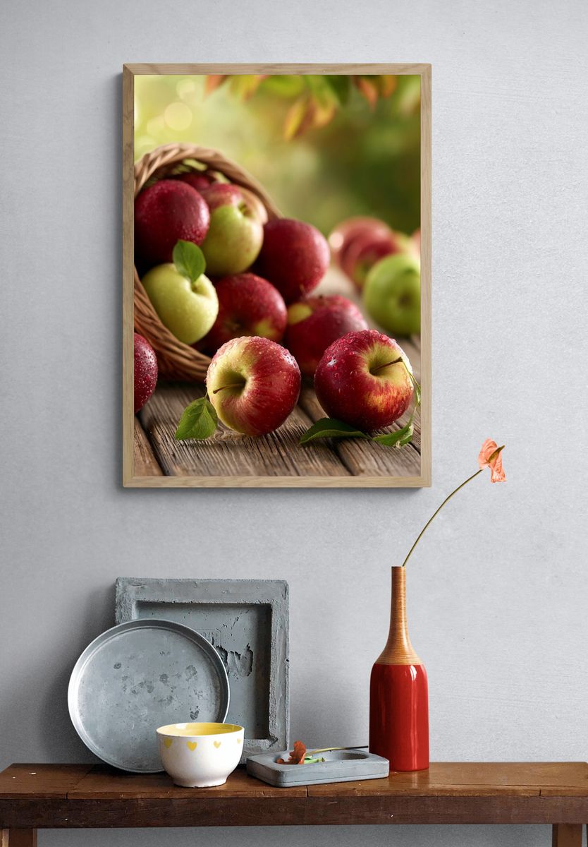 Rustic Apples Still Life Poster. — room view 3