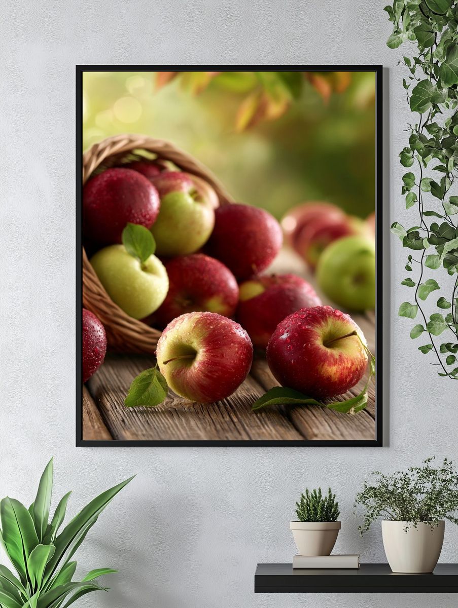 Rustic Apples Still Life Poster. — room view 4