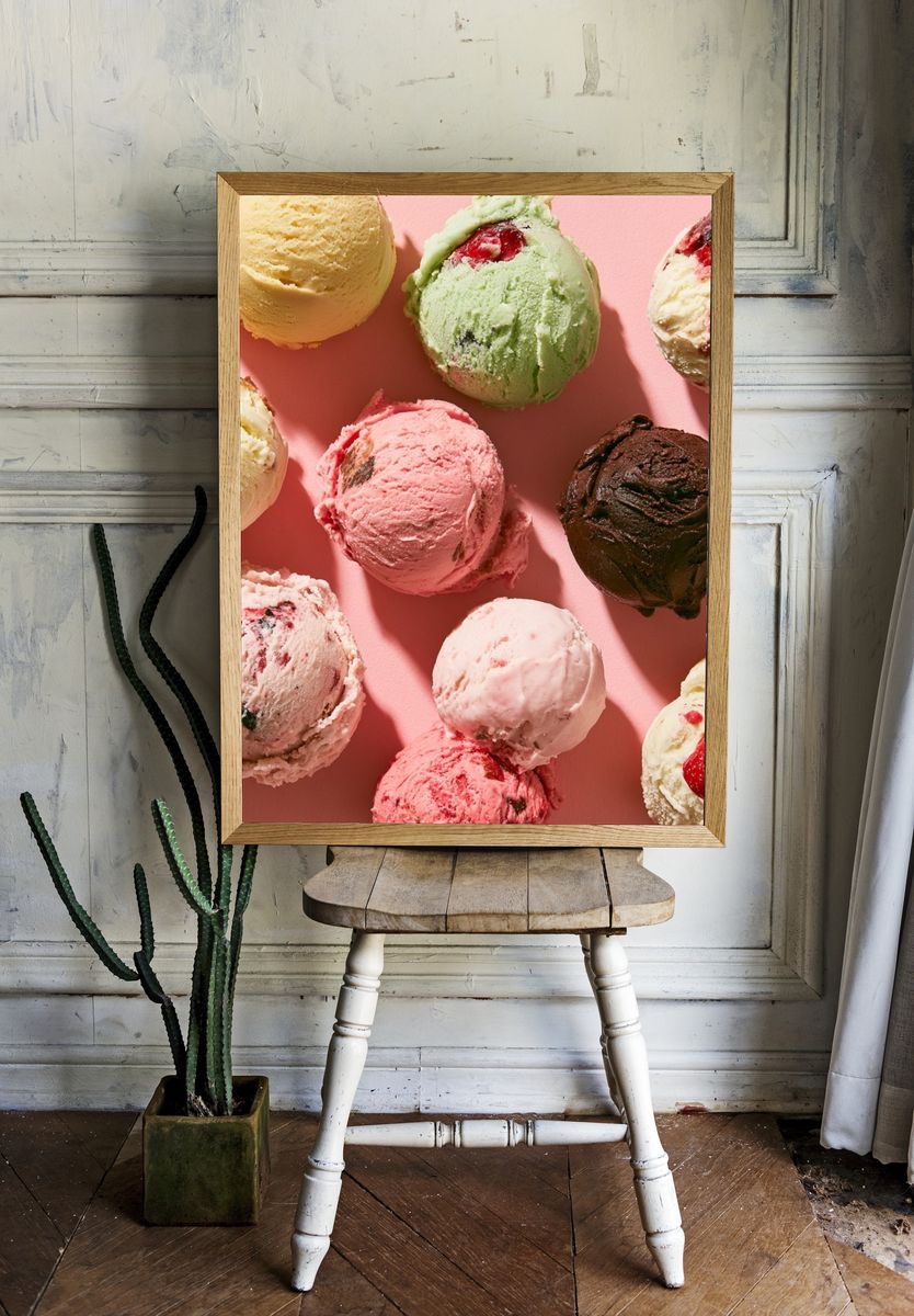 Ice Cream Scoops Food Photography Poster. — room view 1