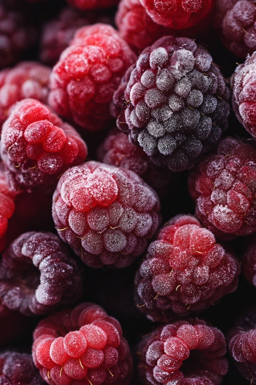Frozen Raspberries Photography Poster. poster detail
