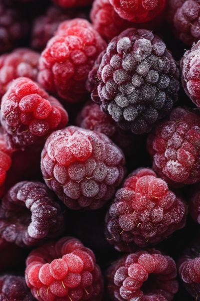 Frozen Raspberries Photography Poster.