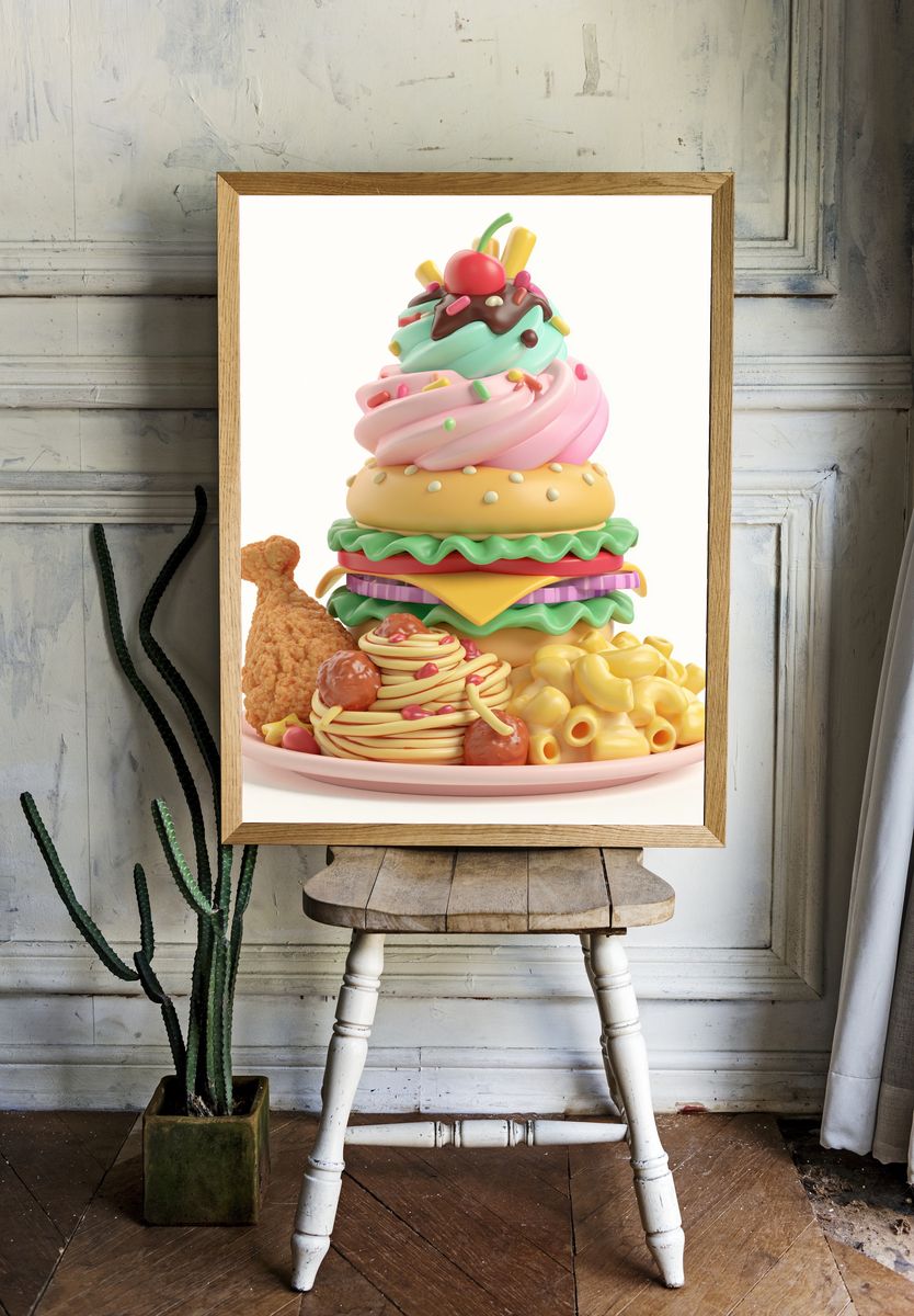 Candy Food Stack Illustration Poster. room preview