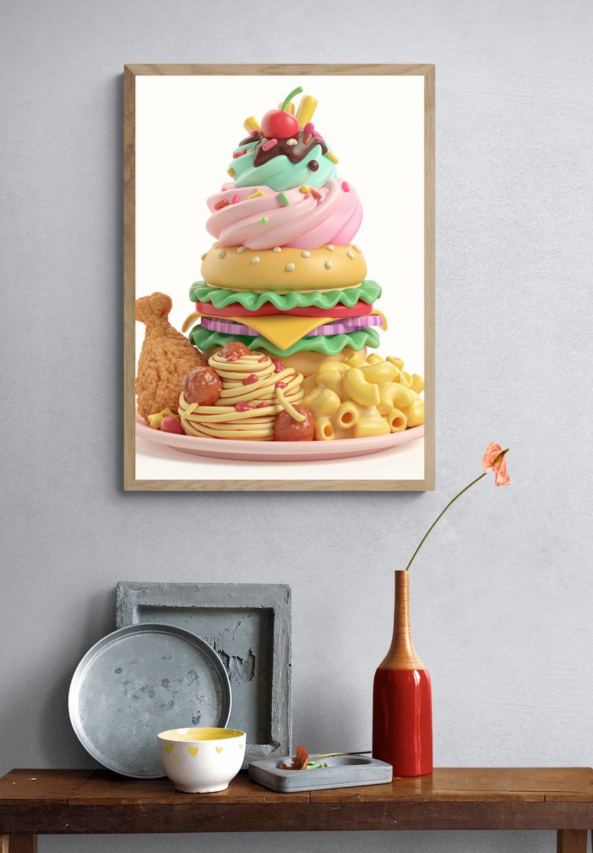 Candy Food Stack Illustration Poster. — room view 3
