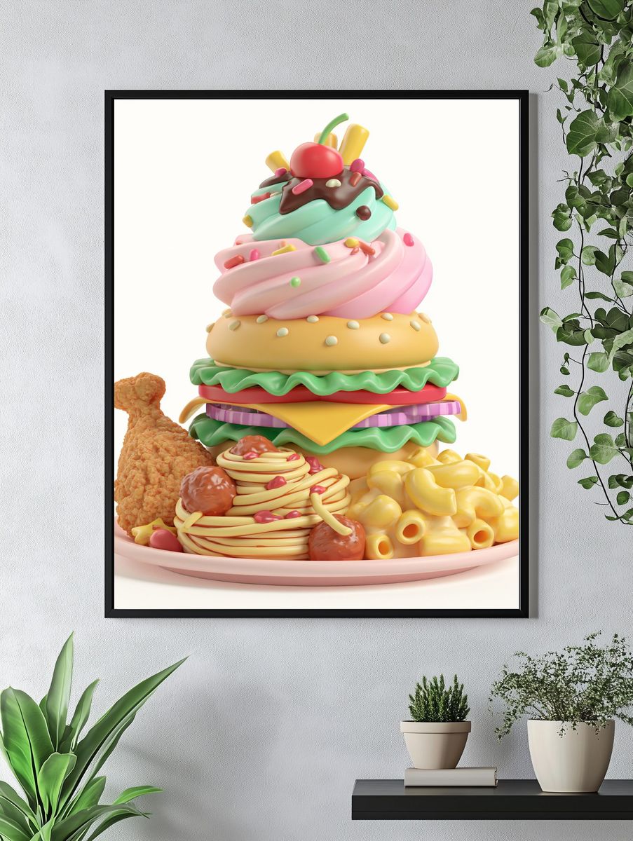 Candy Food Stack Illustration Poster. — room view 4