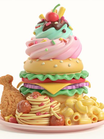 Candy Food Stack Illustration Poster.