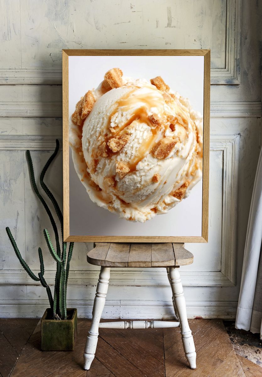 Caramel Ice Cream Scoop Photography Poster room preview
