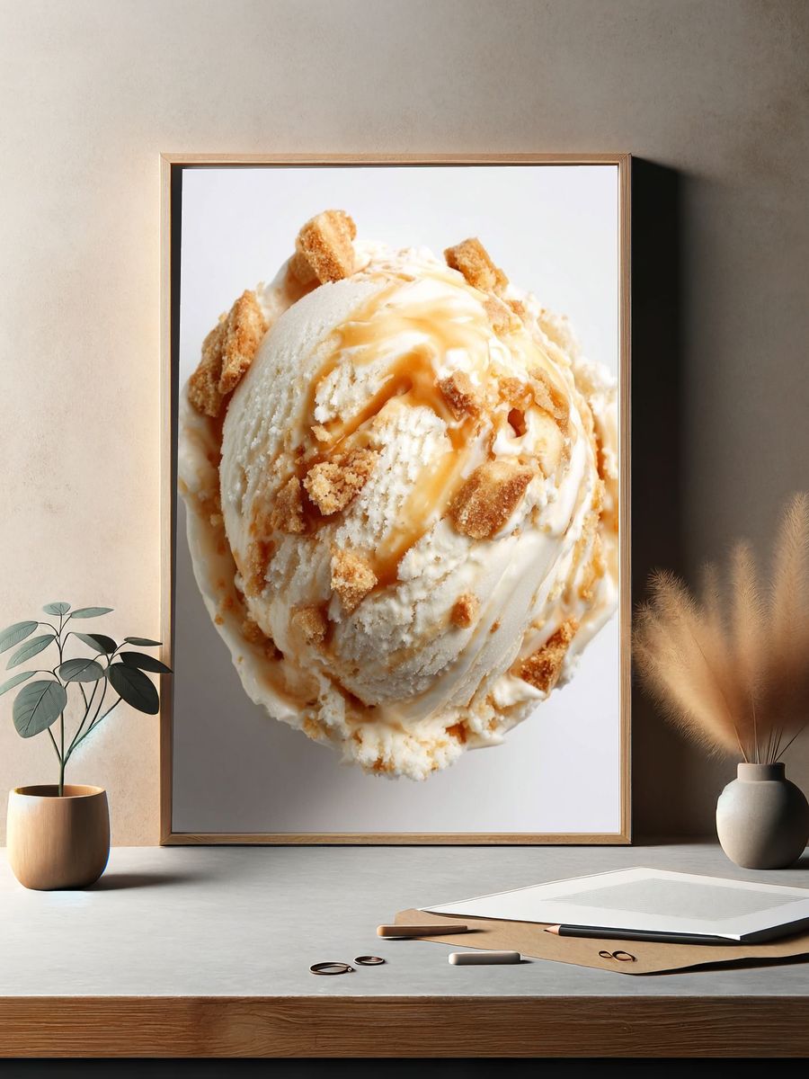 Caramel Ice Cream Scoop Photography Poster. — room view 2