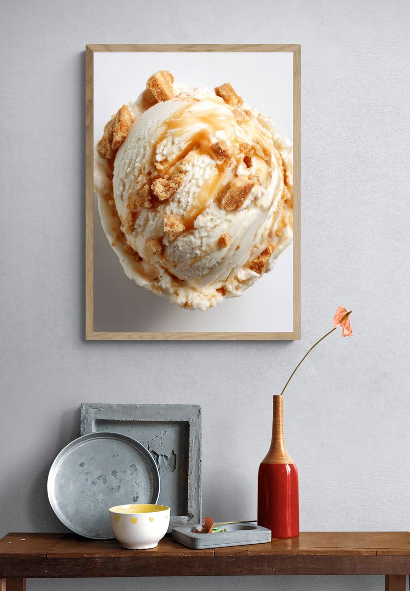Caramel Ice Cream Scoop Photography Poster. — room view 3
