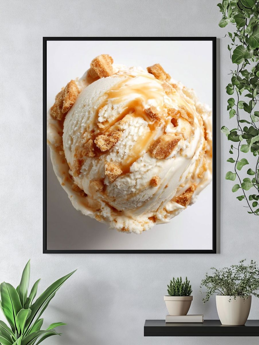 Caramel Ice Cream Scoop Photography Poster. — room view 4
