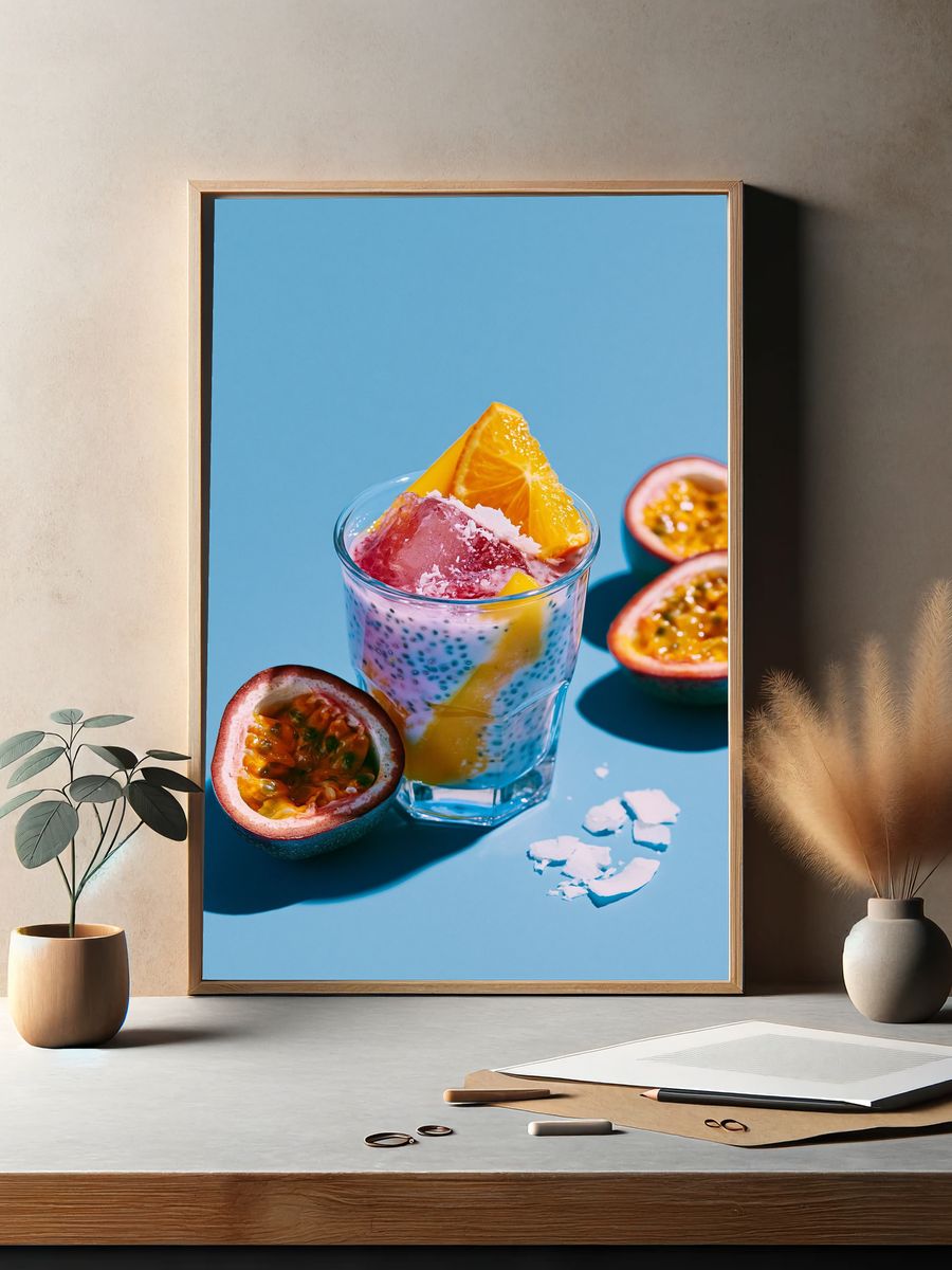 Tropical Fruit Dessert Photography Poster. — room view 2