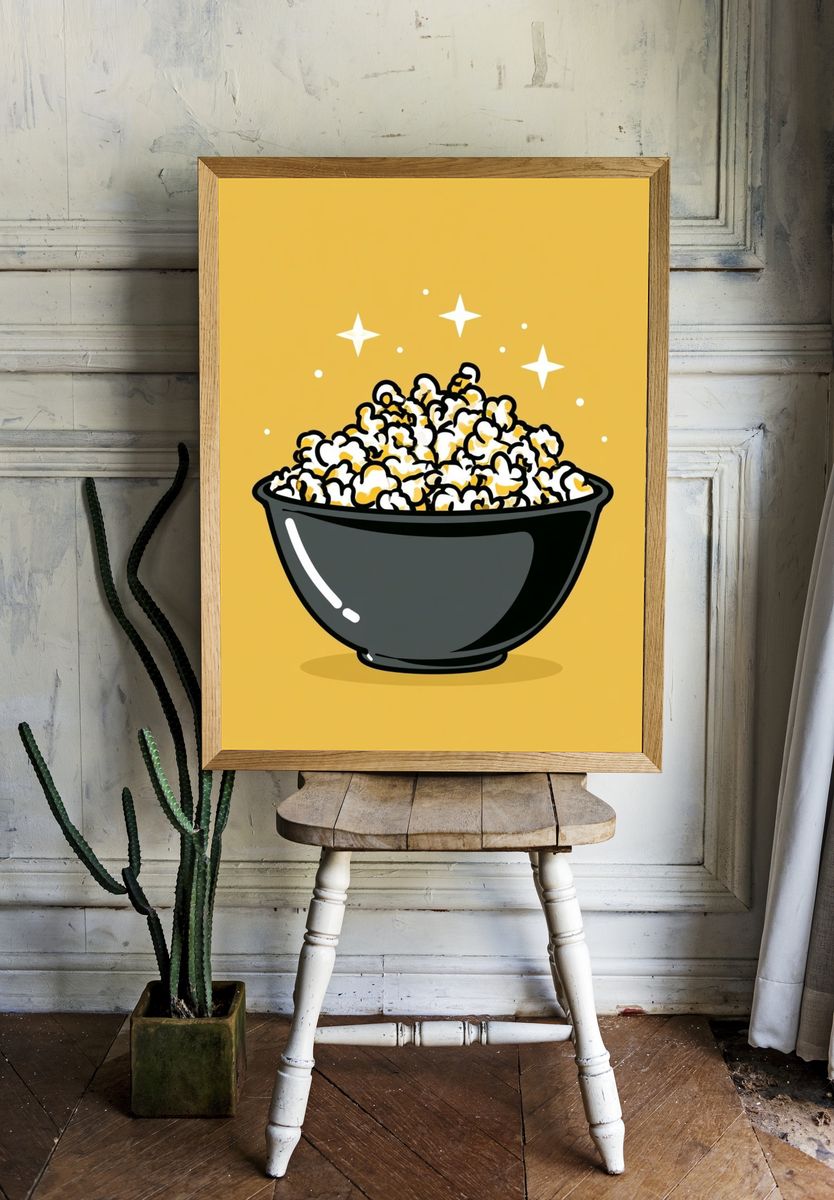 Popcorn Bowl Illustration Poster. — room view 1