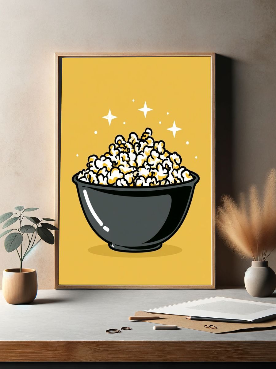 Popcorn Bowl Illustration Poster. — room view 2
