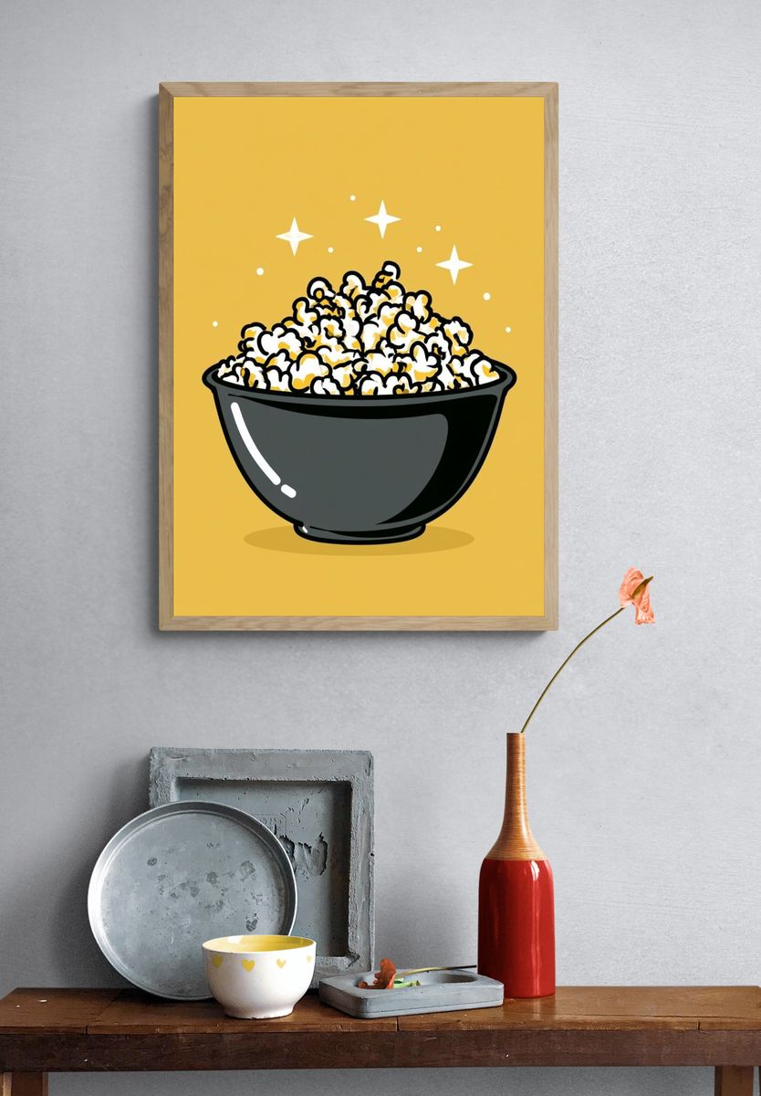 Popcorn Bowl Illustration Poster. — room view 3