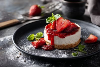 Strawberry Cheesecake Food Photography Poster.