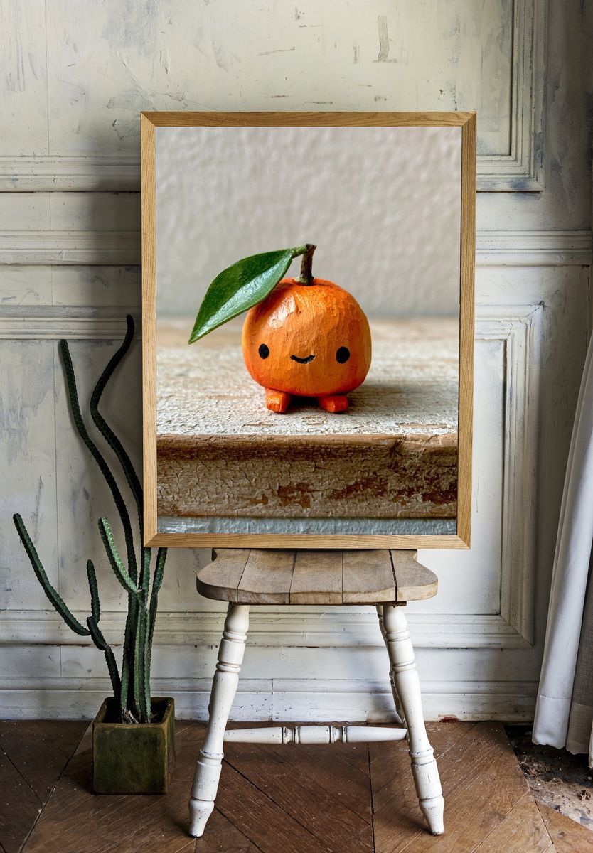 Cute Orange Fruit Photography Poster. room preview