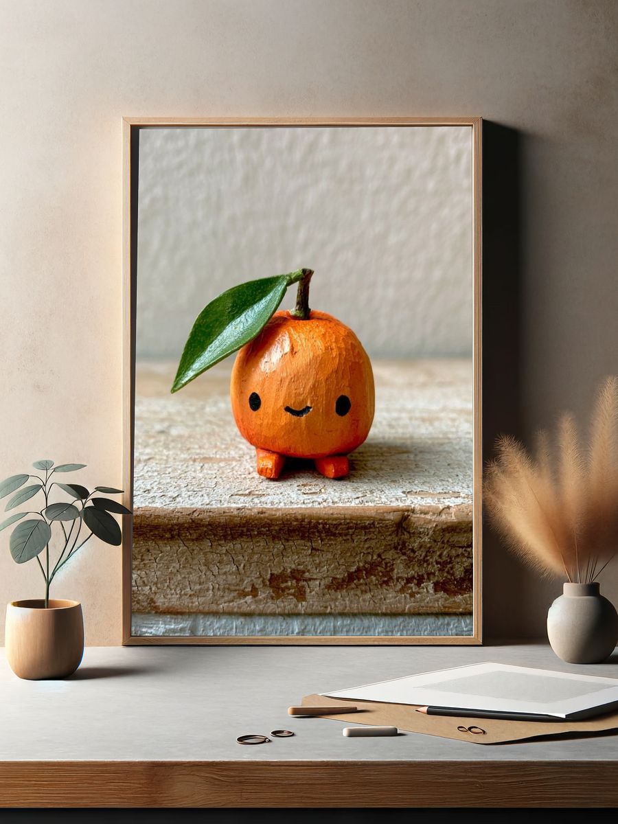Cute Orange Fruit Photography Poster. — room view 2