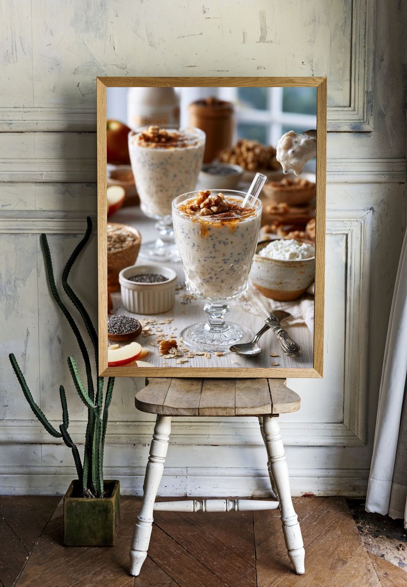 Apple Chia Breakfast Still Life Print. room preview