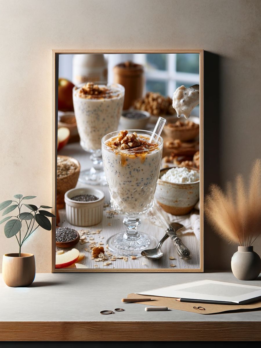 Apple Chia Breakfast Still Life Print. — room view 2