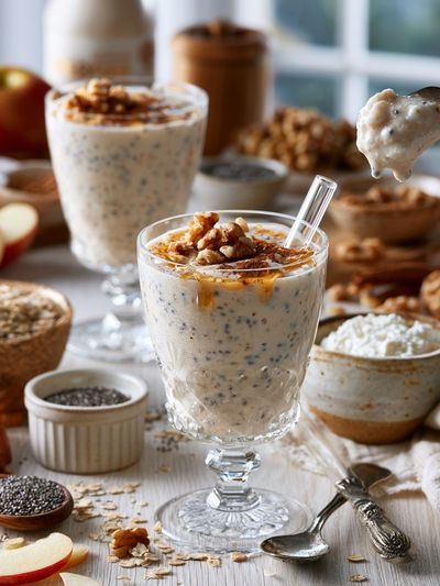 Apple Chia Breakfast Still Life Print. poster