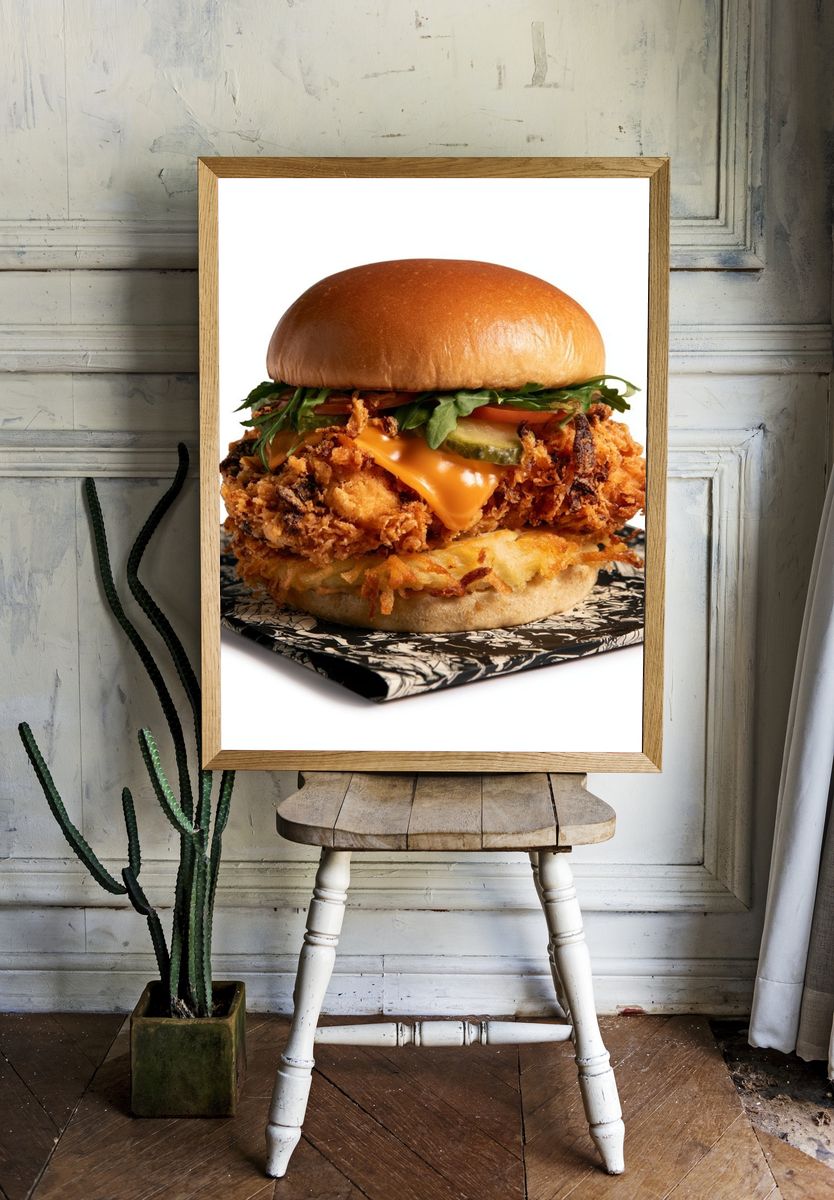 Crispy Chicken Burger Print. room preview