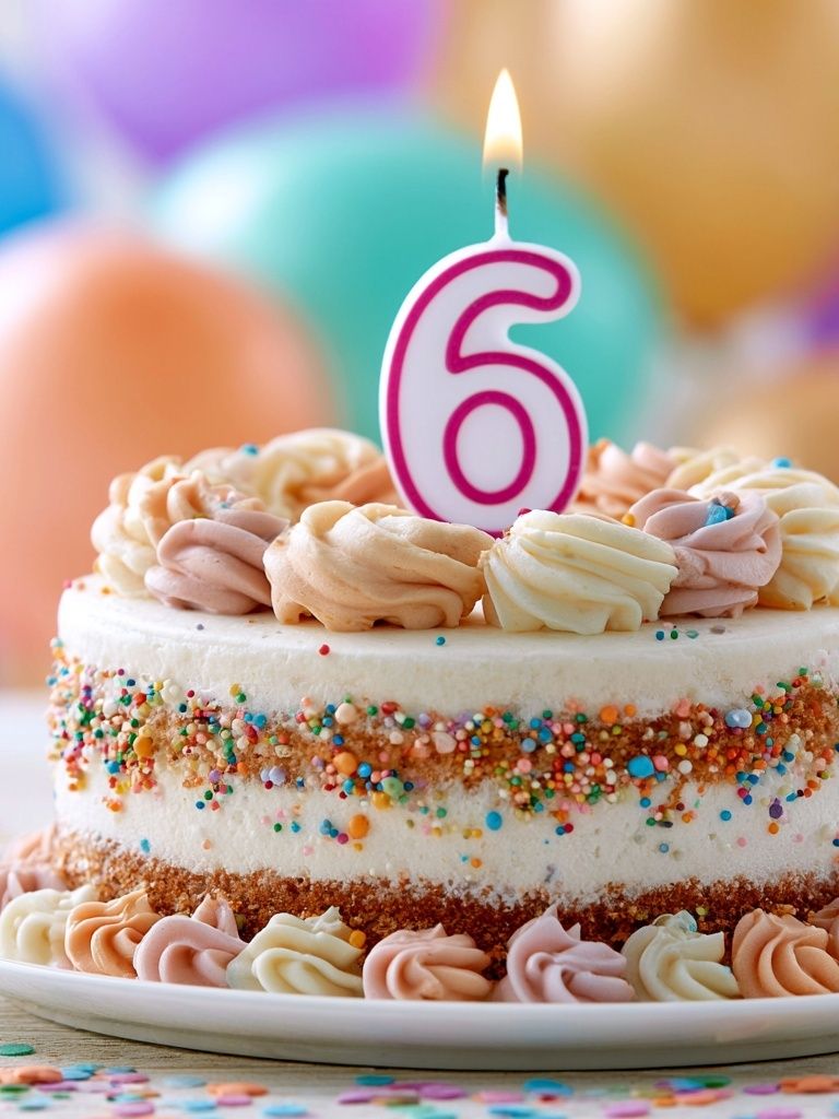 Birthday Cake with Number 6 Print. poster — food-drink art