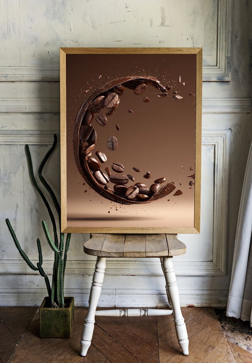 Coffee Bean Splash Typography Poster. — room view 1