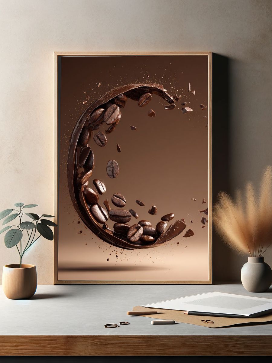Coffee Bean Splash Typography Poster. — room view 2